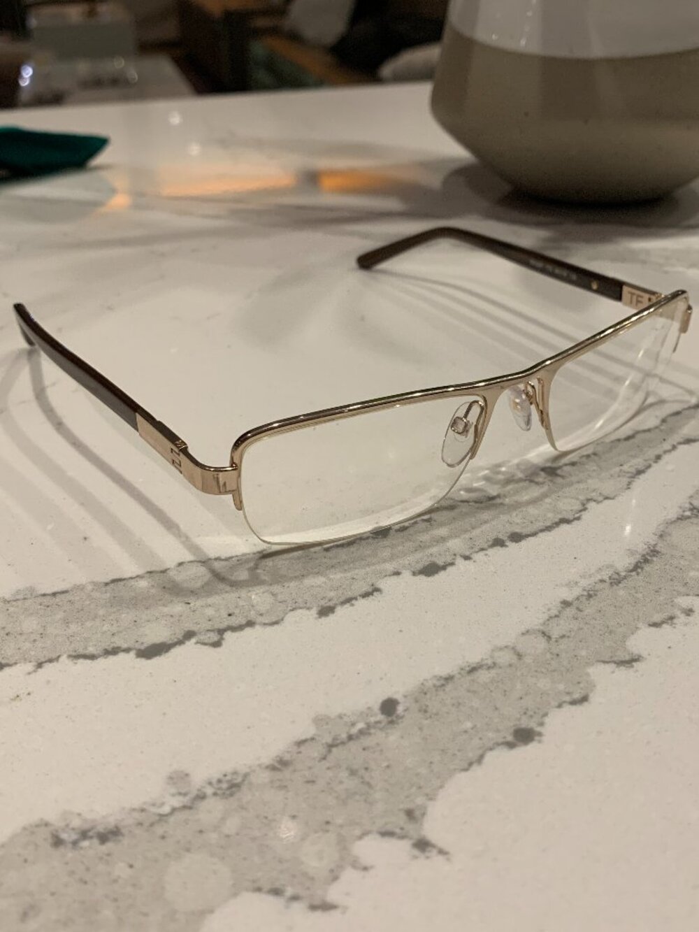 Y2K TOM FORD Gold and Horn Acetate Half-rim Rectangle Eyeglasses Made in Italy